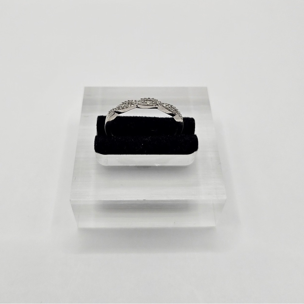 0.20 CT Double Twist Natural Diamond Sterling Silver Ring - Picture 4 of 5